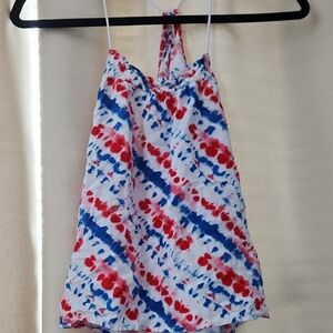 No Boundaries Red and Blue Tie-Dye Tank Top